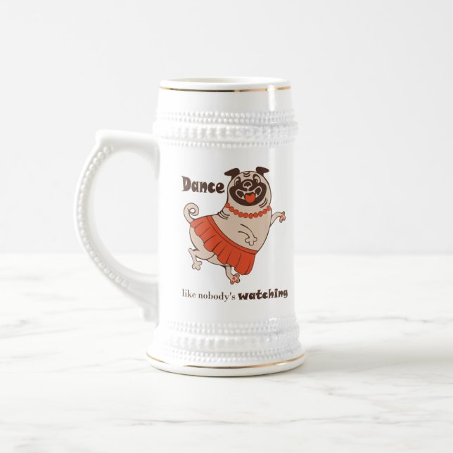Caneca De Cerveja Dança como se ninguém estivesse assistindo Pug Gir (Esquerda)