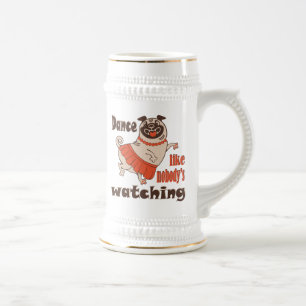Caneca De Cerveja Dance como ninguém está assistindo Pug Dog feminin