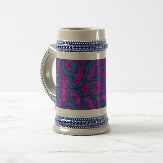 Caneca de cerveja de 22 oz, cor-de-rosa, azul (Frente Esquerda)