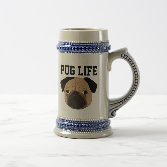 CANECA DE CERVEJA DE CERVEJA DE VIDA PUG (Direita)