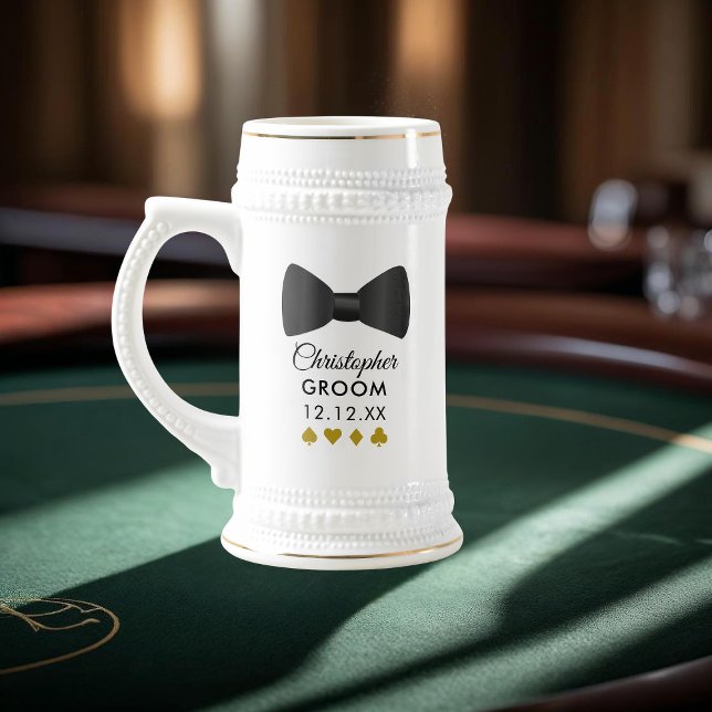 Caneca de cerveja de cerveja noturna de pôquer (It’s perfect for a classy bachelor night with a casino twist. Raise a toast to the groom-to-be!)
