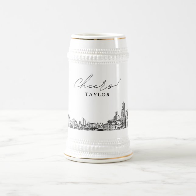 Caneca de cerveja de cerveja Skyline para presente (Centro)