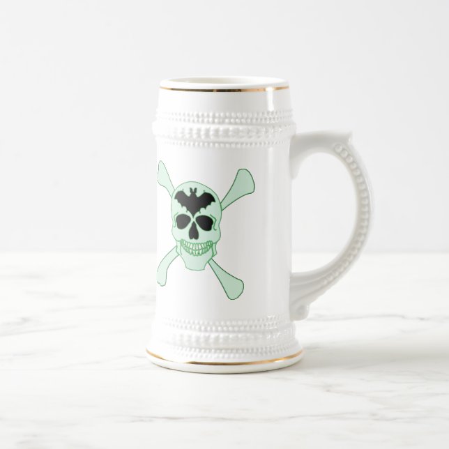 Caneca de cerveja De Crânio Verde E Crossbones (Direita)