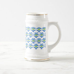 Caneca de cerveja de padrão do Blue Green Art Nouv