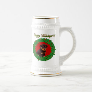 Caneca de cerveja de Rottweiler do feriado
