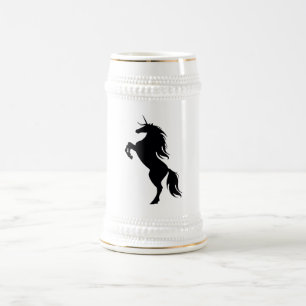 Caneca de cerveja de silhueta Unicorn preta