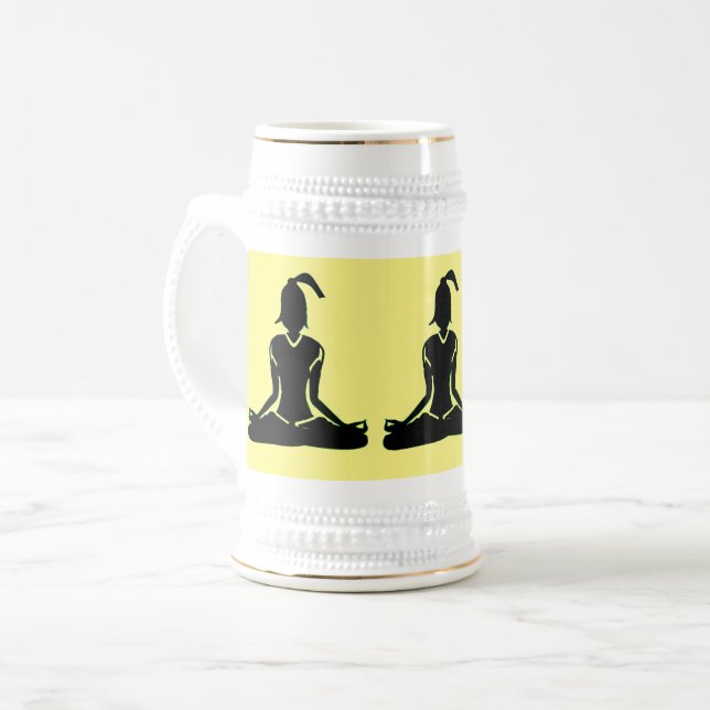 Caneca de cerveja de Yoga de Pose Dourada e amarel (Frente Esquerda)