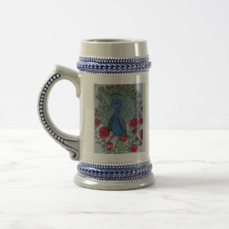 Caneca De Cerveja Desenho de rosa do amor do pavão