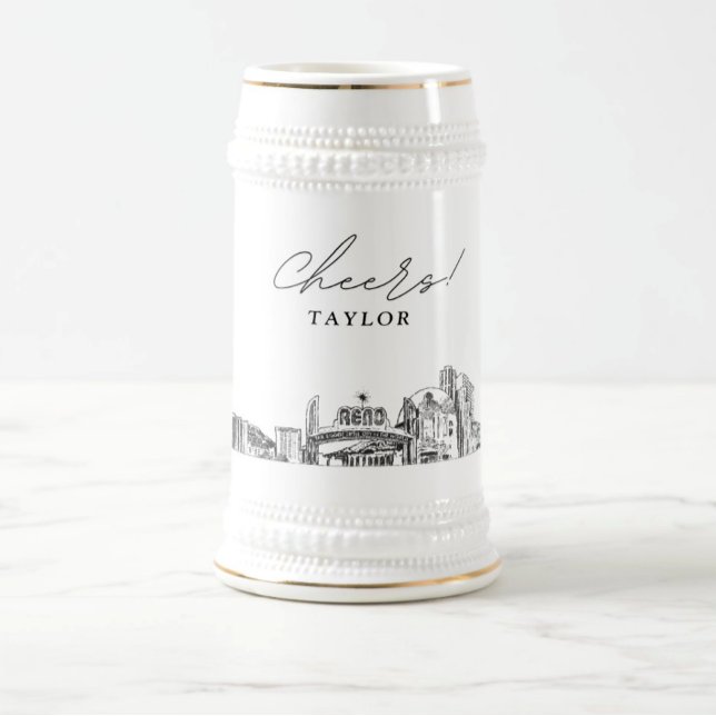 Caneca De Cerveja Desenho Personalizado do Gift Reno Skyline (Reno bridesmaids gift)