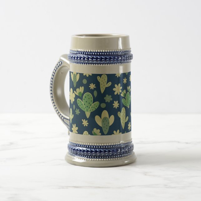 Caneca De Cerveja Desert Cactus & Succulent Pattern (Frente Esquerda)