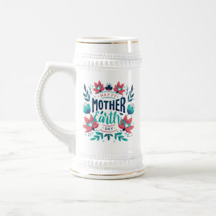 Caneca De Cerveja Design- 23184, Dia da Mãe Terra Desenhada à Mão