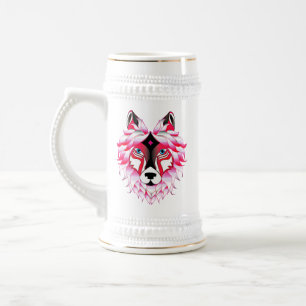 Caneca De Cerveja Design- 24531 Pink Wolf Head