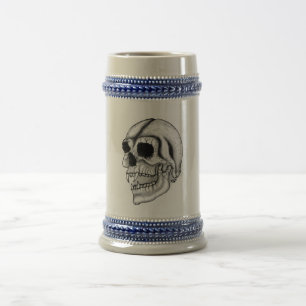Caneca De Cerveja Design branco e preto do crânio do vampiro