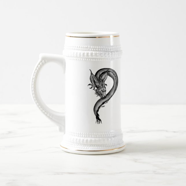 Caneca De Cerveja Design branco e preto do dragão (Esquerda)