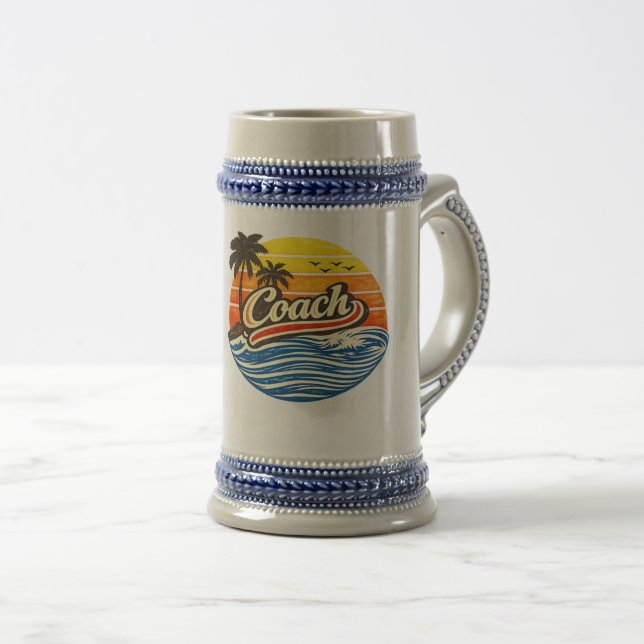 Caneca De Cerveja Design Coach Pôr do Sol Retro (Frente Esquerda)