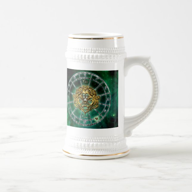 Caneca De Cerveja Design da astrologia do zodíaco de Leo (Direita)