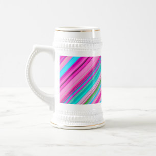 Caneca De Cerveja Design de padrão de listra de arco-íris vibrante