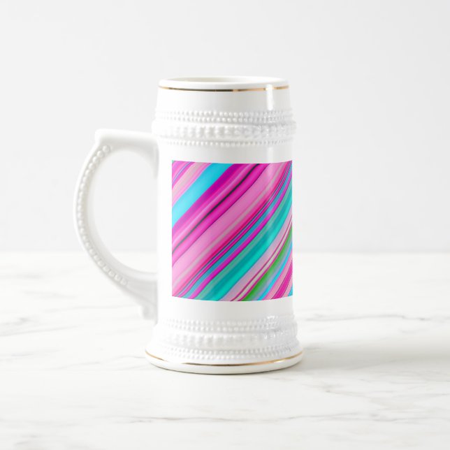 Caneca De Cerveja Design de padrão de listra de arco-íris vibrante (Esquerda)