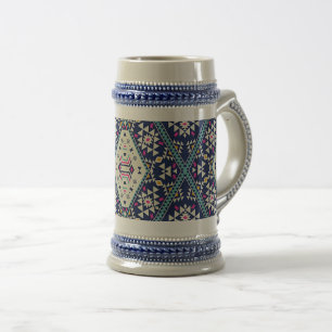 Caneca De Cerveja “Design Nativo Azul-Marinho”