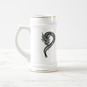 Caneca De Cerveja Design preto e branco do dragão