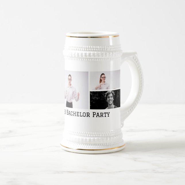 Caneca De Cerveja Despedida de Solteiro com Cinco Fotos Personalizad (Frente Esquerda)