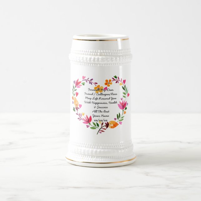 Caneca De Cerveja Despedida Deixando Mug Folhas Adicionar Próprio Po (Centro)