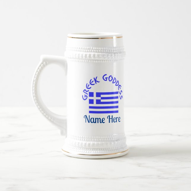 Caneca De Cerveja Deusa Grega e Bandeira da Grécia (Esquerda)