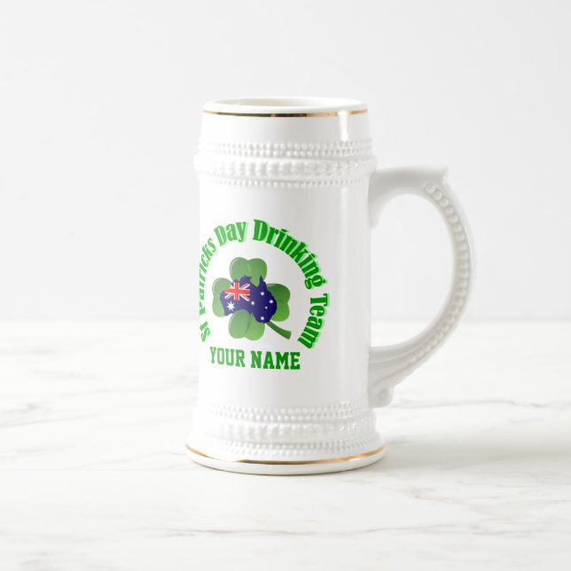 Caneca De Cerveja Dia de São Patrício Irlandês Personalizado Austral (Direita)