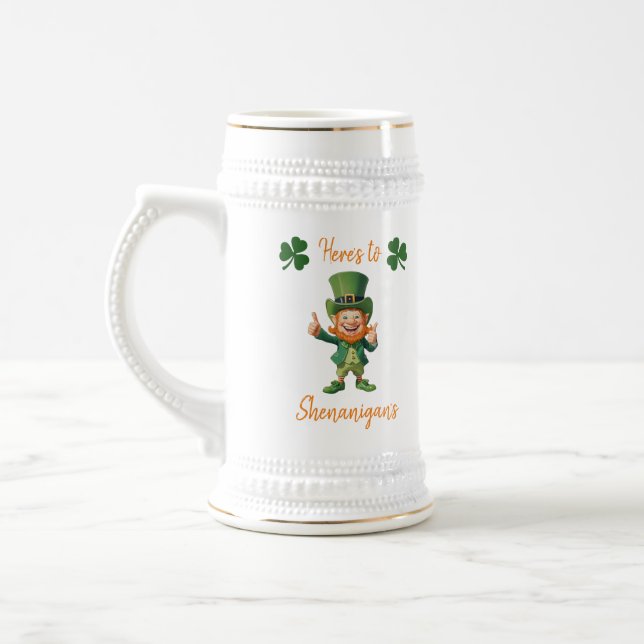 Caneca De Cerveja Dia de São Patrício-Leprechaun- (Esquerda)