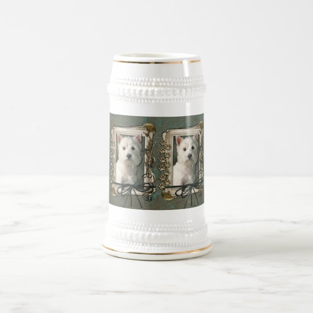 Caneca De Cerveja Dia dos pais - patas de pedra - Westie (Centro)