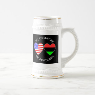Caneca De Cerveja Diáspora Africana Bandeira EUA Coração País Patrim