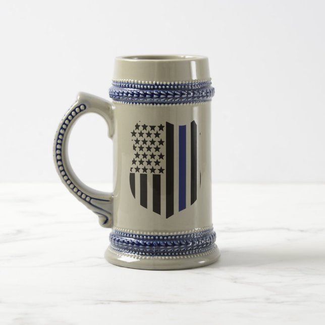 Caneca De Cerveja Distintivo da Thin Blue Line, Apoiar Polícia (Esquerda)