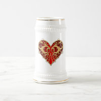 Caneca de cerveja do Coração Vermelho Filigree