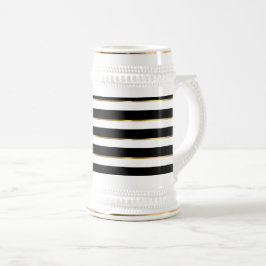 Caneca De Cerveja Dourado branco preto com faixa elegante