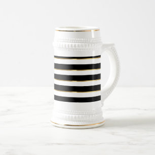 Caneca De Cerveja Dourado branco preto com faixa elegante