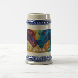 Caneca De Cerveja Dragões Coloridos no Amor