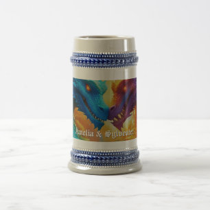 Caneca De Cerveja Dragões Coloridos no Amor