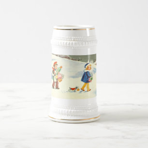 Caneca De Cerveja Duas crianças e um cão