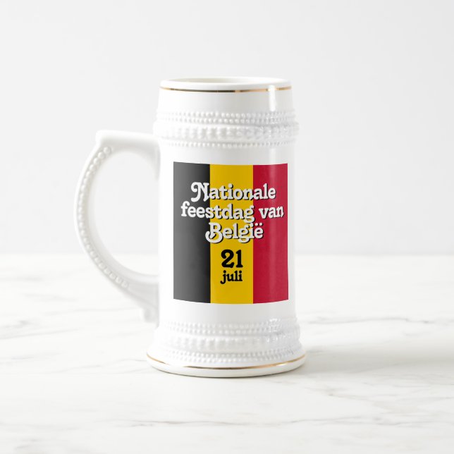 Caneca De Cerveja Dutch Nationale feestdag van België België Bandeir (Esquerda)