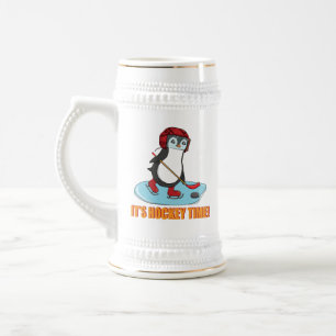 Caneca De Cerveja É Hockey Time - Hóquei em Gelo Pinguim