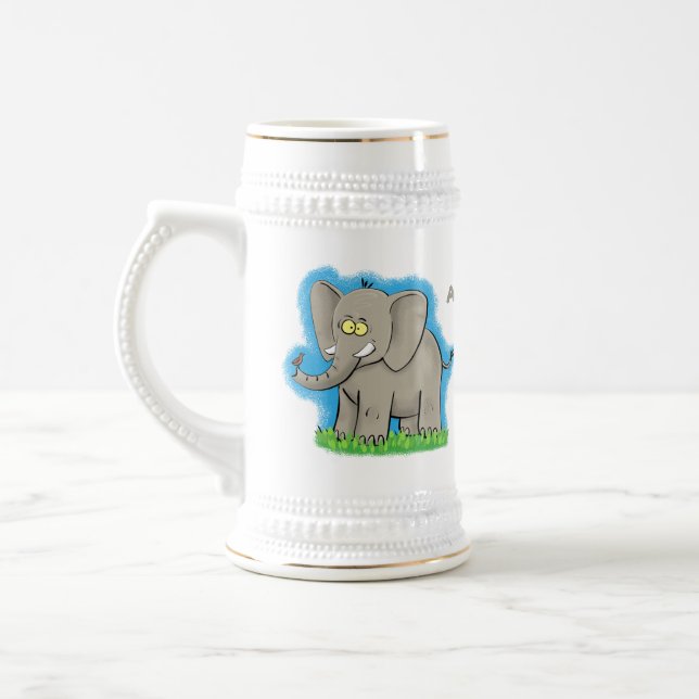 Caneca De Cerveja Elefante engraçado e bonito com desenho animado de (Esquerda)