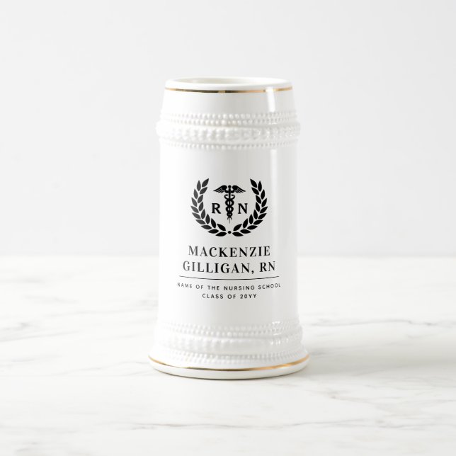 Caneca De Cerveja Elegante de Graduação Escolar de Enfermagem Person (Centro)