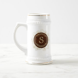 Caneca De Cerveja Elegantes Monogramas para os Padrinhos