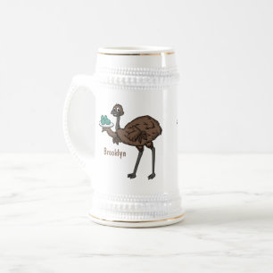 Caneca De Cerveja Emu com ovos ilustração de desenho animado