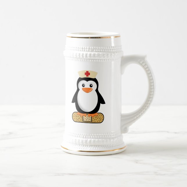 Caneca De Cerveja Enfermeiro Penguin (com Bandaid) (Direita)