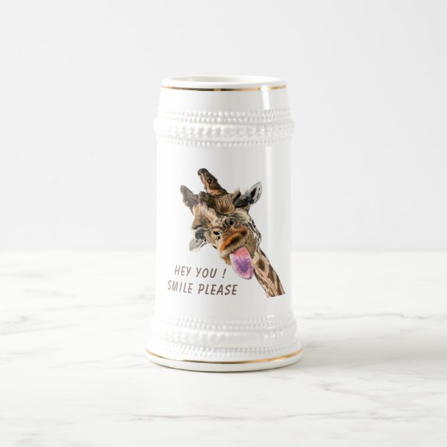 Caneca de cerveja Engraçada de Cerveja com Girafa  (Centro)