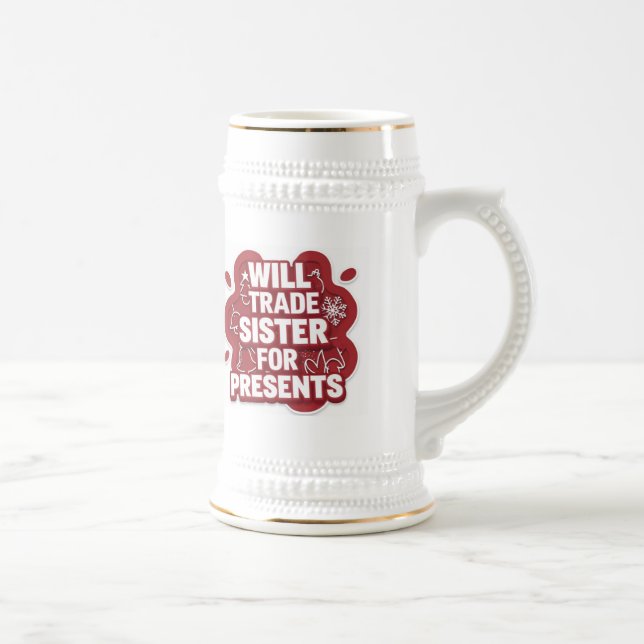 Caneca de cerveja engraçada de Natal – Trocarei Ir (Direita)