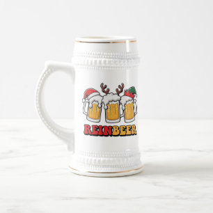 Caneca De Cerveja Engraçado bebendo de arte de renas de Natal