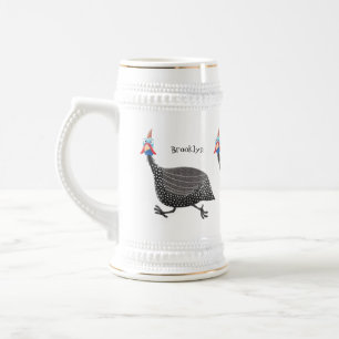 Caneca De Cerveja Engraçado desenho animado de aves Guineafowl