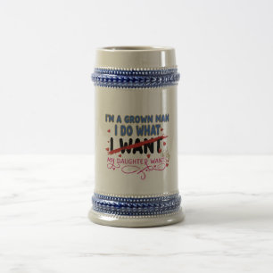 Caneca De Cerveja Engraçado "Eu Sou Um Homem Crescido Eu Faço O Que